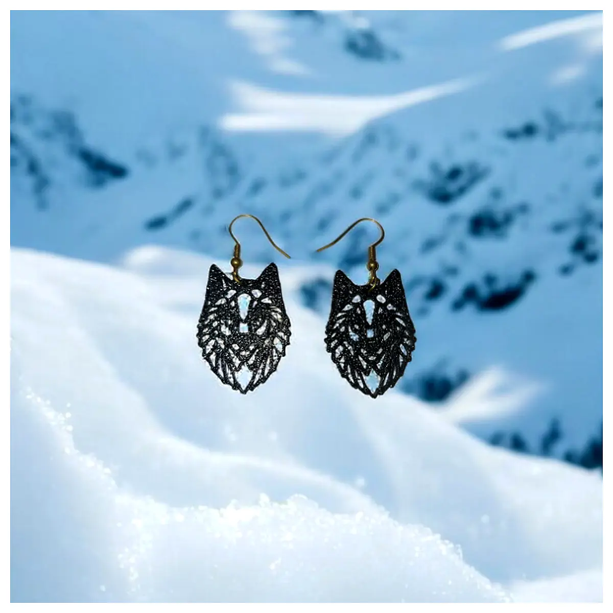 Abstract Wolf Earrings Modern Jewelry Animal Studs Wolf Design Silver Earrings Gift