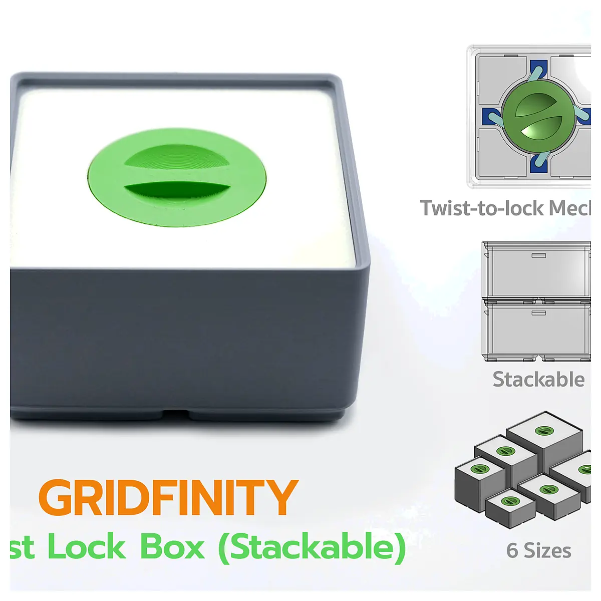 Gridfinity Twist Lock Box Stackable Organizer Storage System Parts Repair Accessories