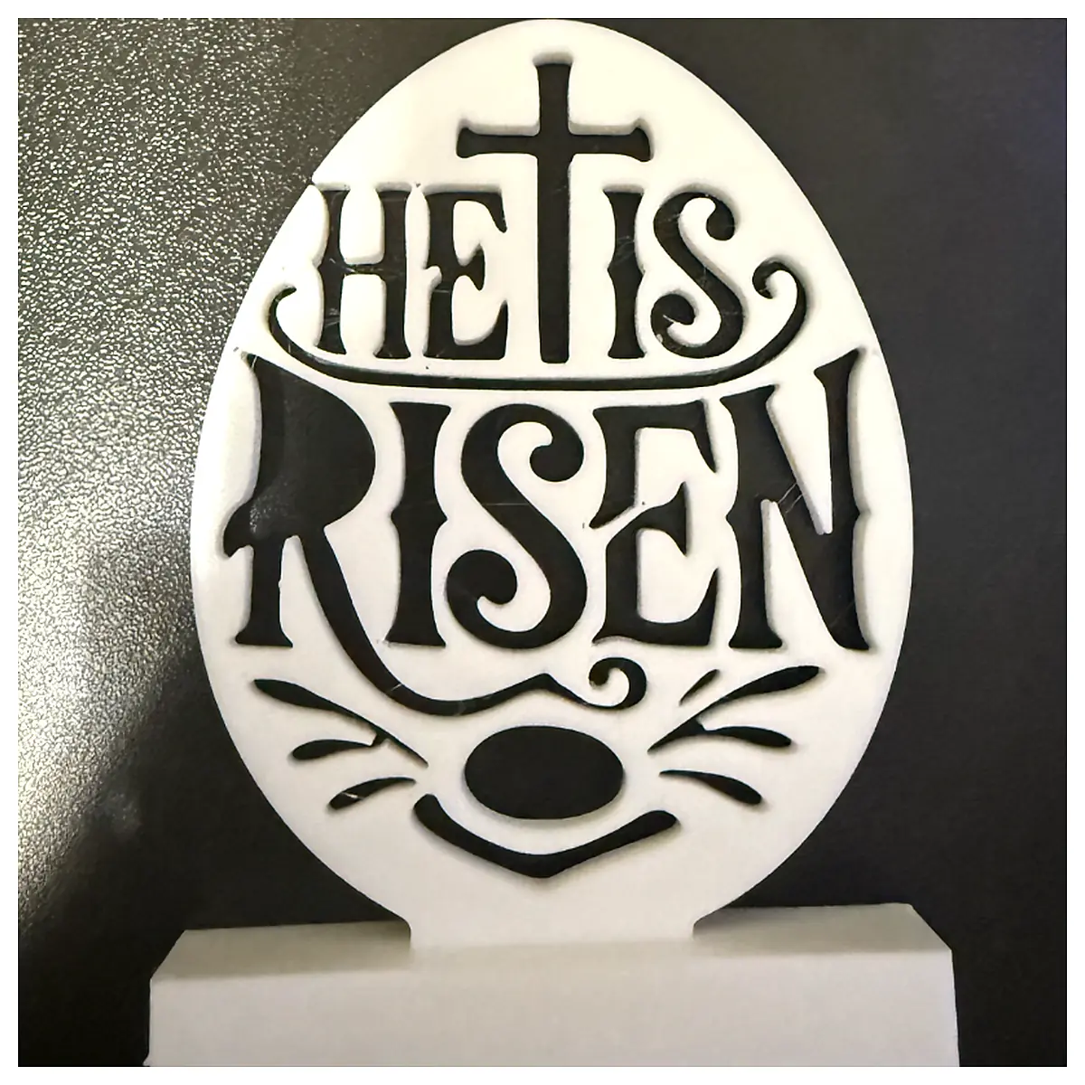 He Is Risen Easter Egg Silhouette Stand Resurrection Decor Christian Faith Figurine Biblical Theme Religious Art Christian Gift