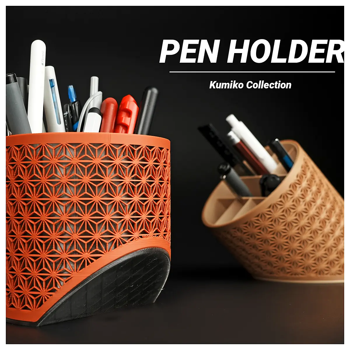 Desk Organizer Pen Holder Multi Function Holder Stationery Organizer Desk Supply Storage Pen Case Asanoha