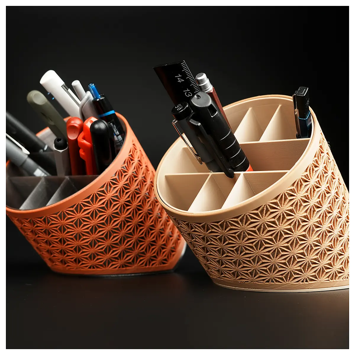 Desk Organizer Pen Holder Multi Function Holder Stationery Organizer Desk Supply Storage Pen Case Asanoha