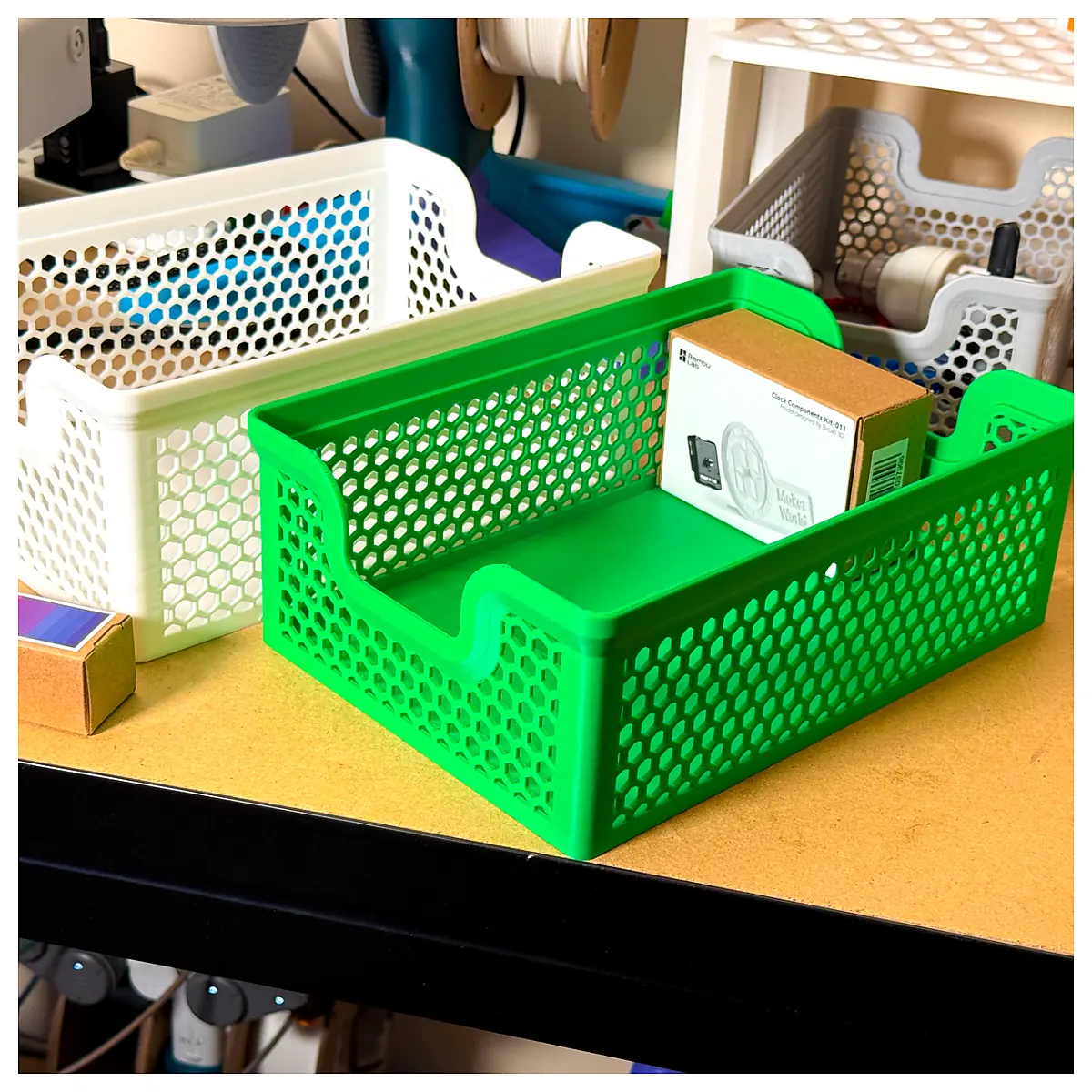 Stackable Basket 87mm Tall Slim Storage Basket Parts Repair Universal Organizer