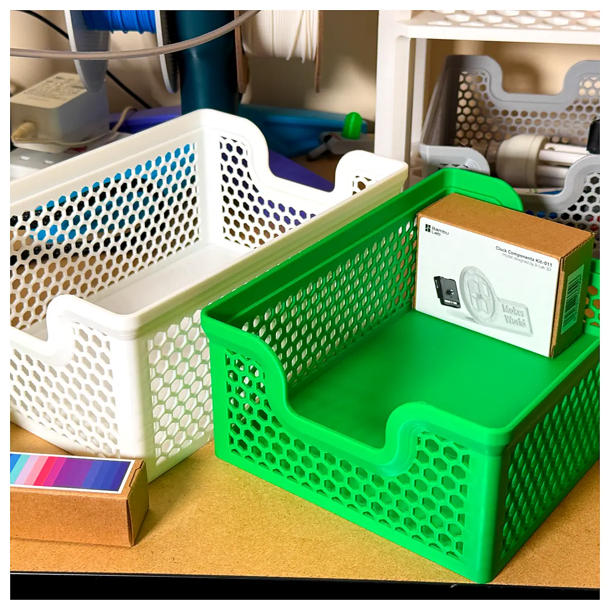 Stackable Basket 87mm Tall Slim Storage Basket Parts Repair Universal Organizer