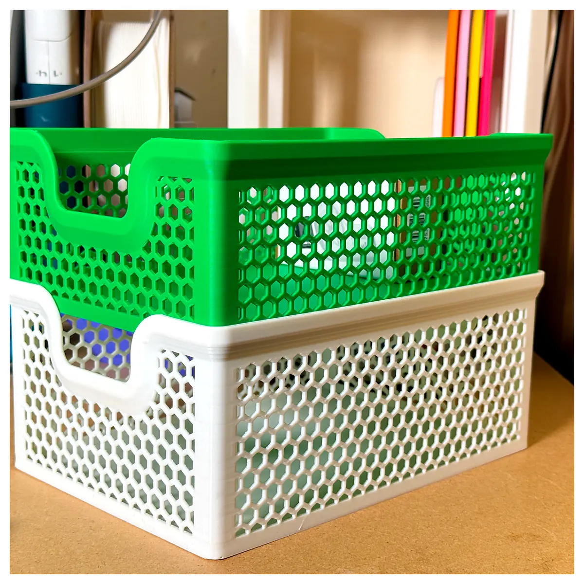 Stackable Basket 87mm Tall Slim Storage Basket Parts Repair Universal Organizer