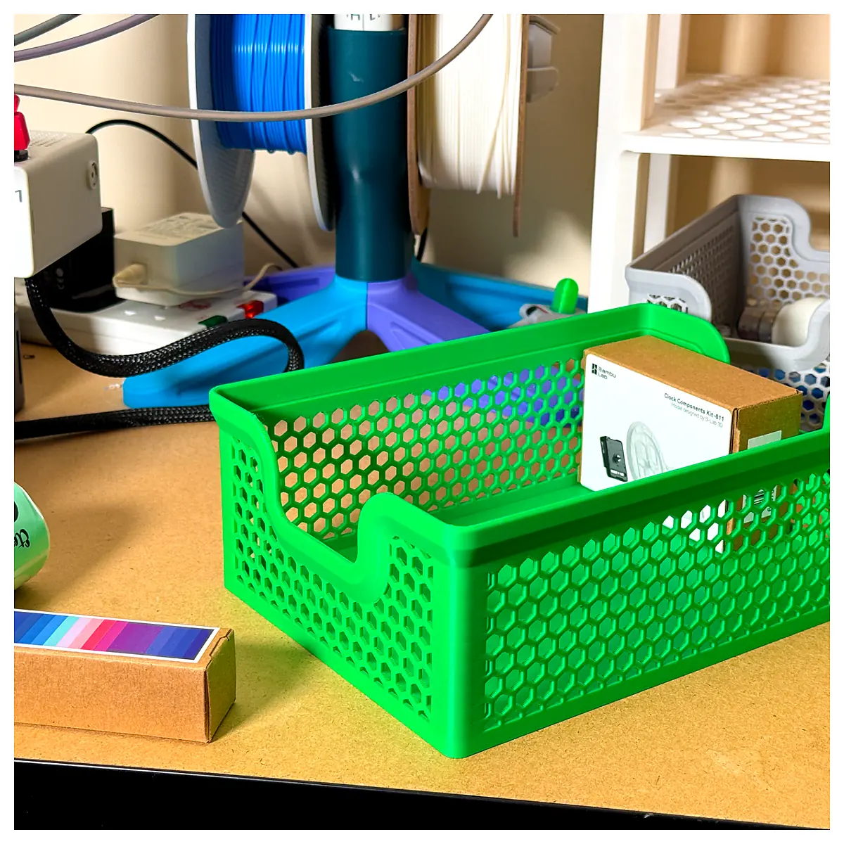 Stackable Basket 87mm Tall Slim Storage Basket Parts Repair Universal Organizer