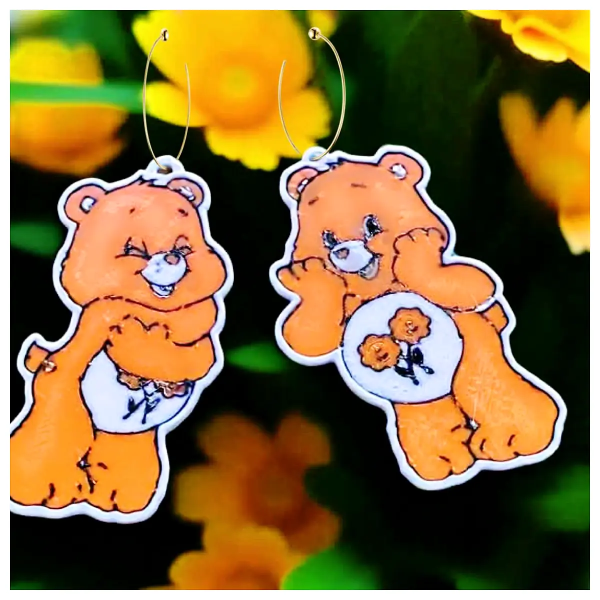 Cute Care Bear Earrings Keychain Charm Toy Accessories Friends Care Bear Collectibles