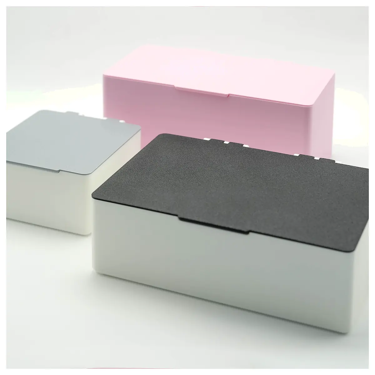Hinged Lid Box Cotton Pad Box Desk Trash Bin Storage Organizer Parts Repair