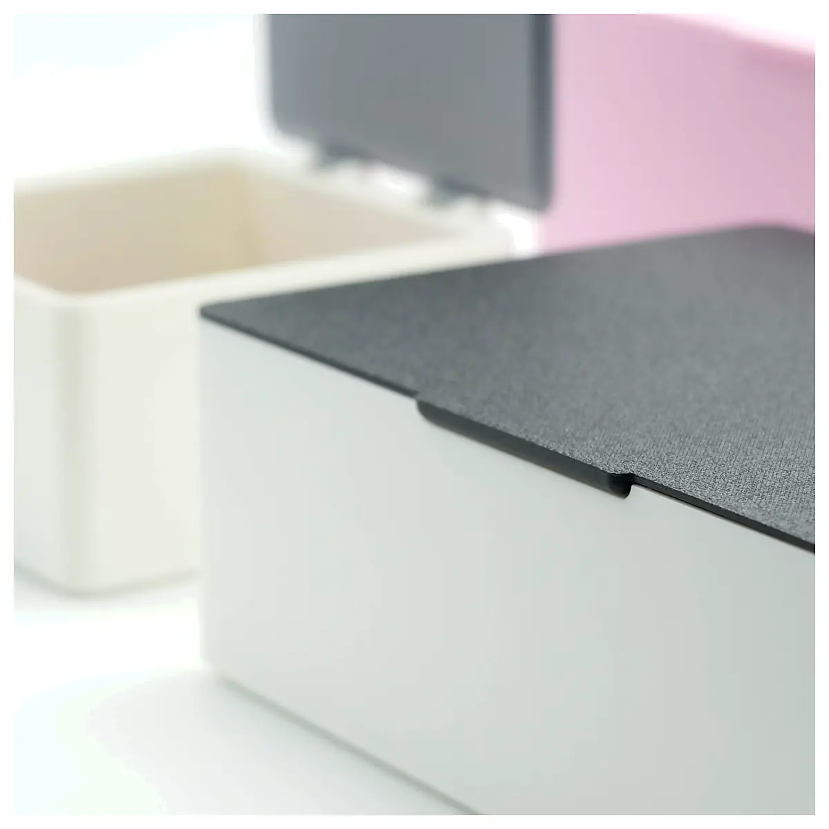 Hinged Lid Box Cotton Pad Box Desk Trash Bin Storage Organizer Parts Repair