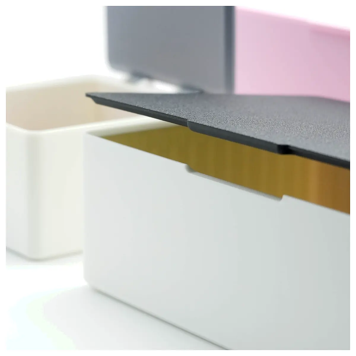 Hinged Lid Box Cotton Pad Box Desk Trash Bin Storage Organizer Parts Repair
