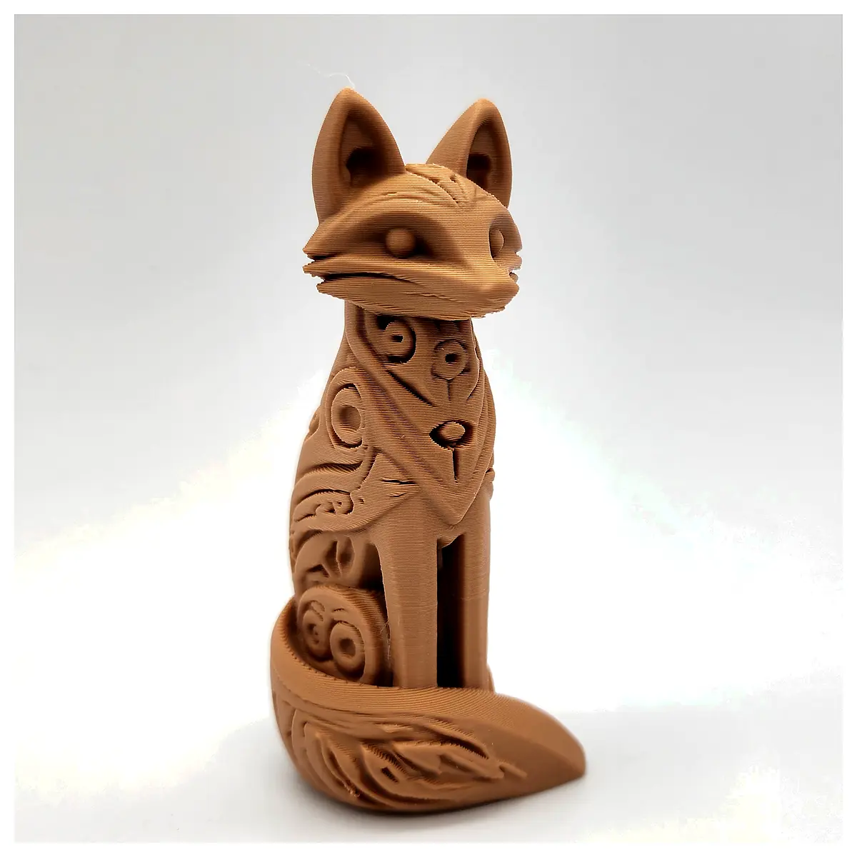 Wood Carved Fox Totem Figurine Decoration Animal Statue Native American Art Totem Pole