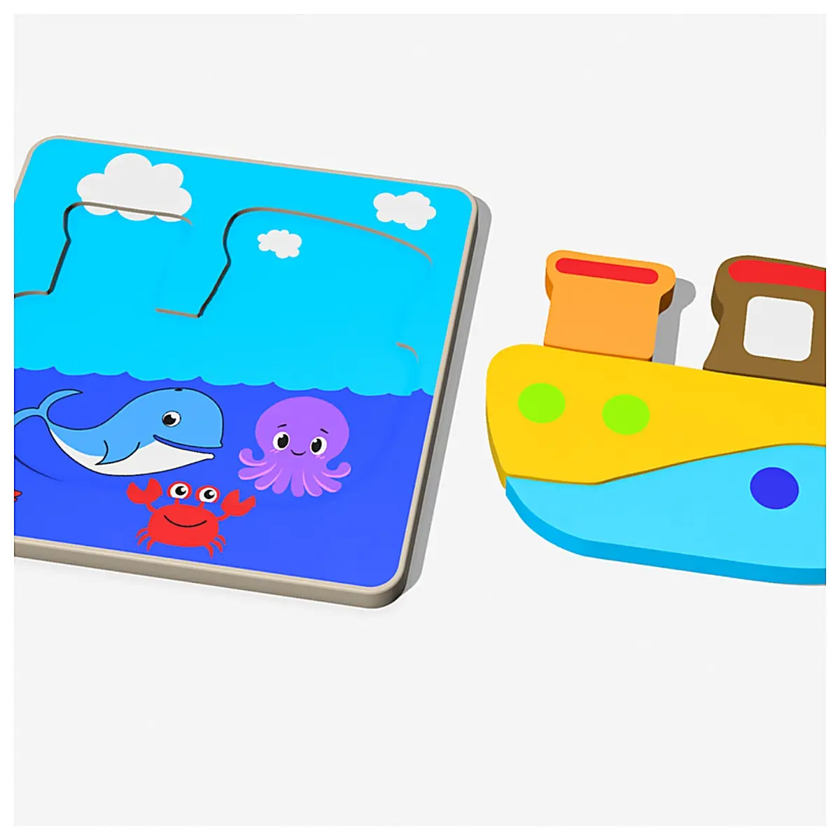 Baby Puzzle ful Boat Ocean Friends Toy for Toddlers Learning Cognitive Development Early Education