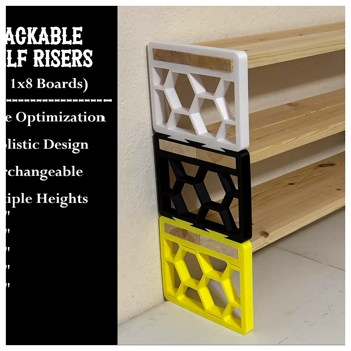 Stackable Risers 1x8 Boards Leveling Support Shelf Building Modules
