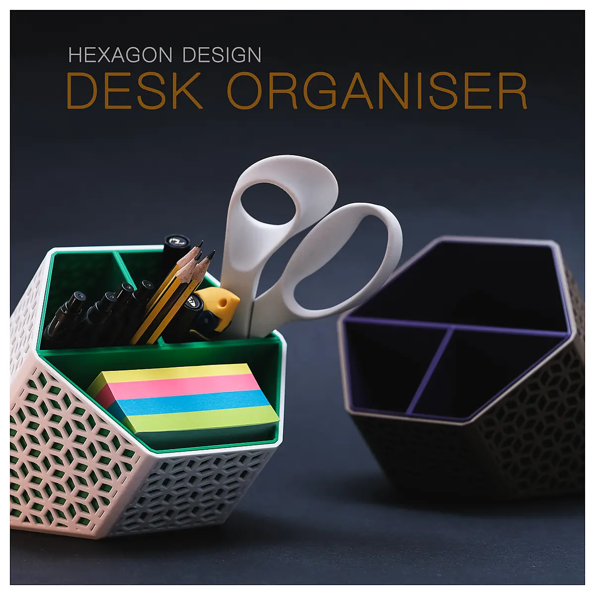 Hexagon Desk Organizer Office Storage Computer Accessories Desk Organizer Multi Function Storage Box