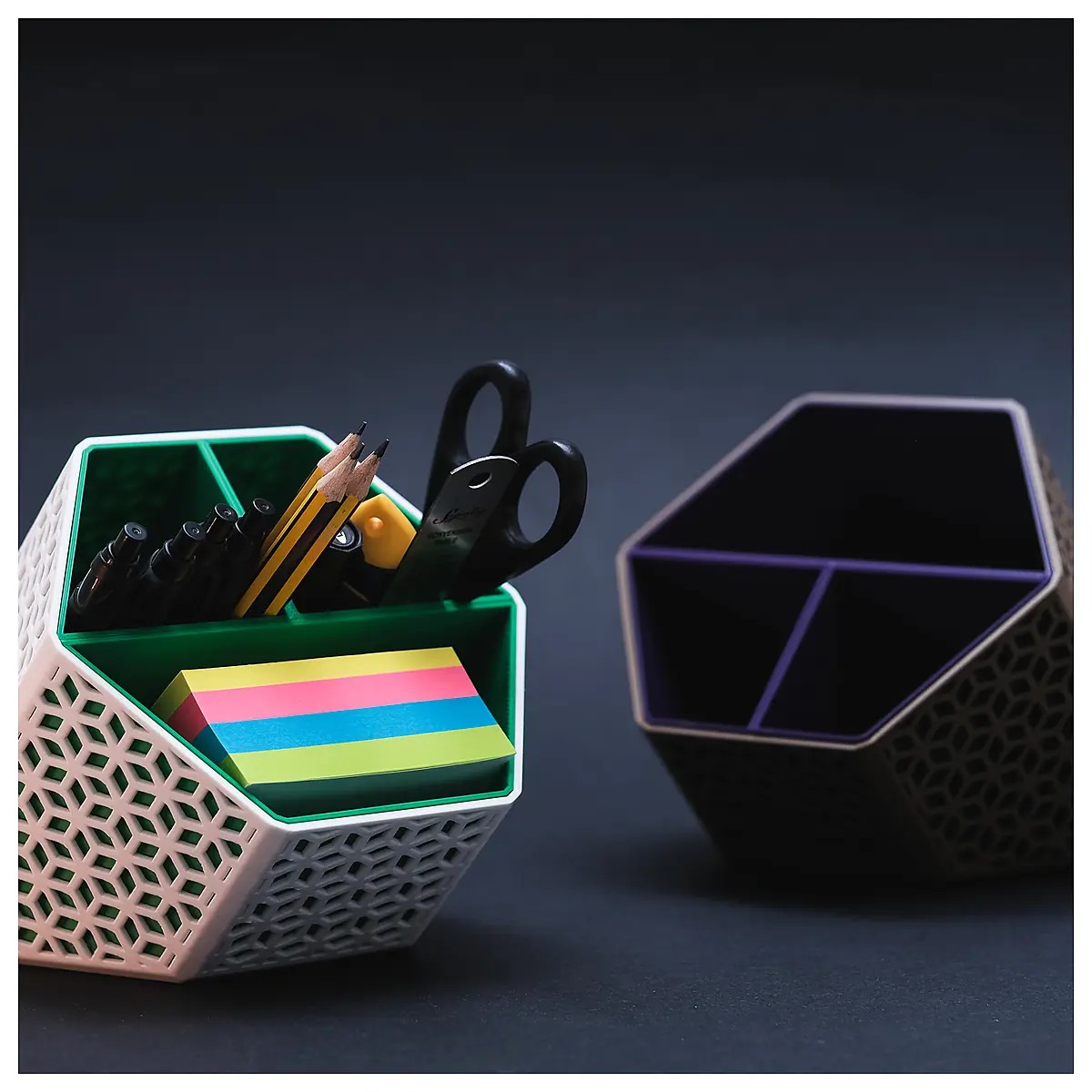 Hexagon Desk Organizer Office Storage Computer Accessories Desk Organizer Multi Function Storage Box