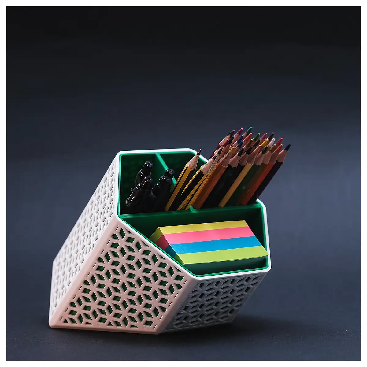 Hexagon Desk Organizer Office Storage Computer Accessories Desk Organizer Multi Function Storage Box
