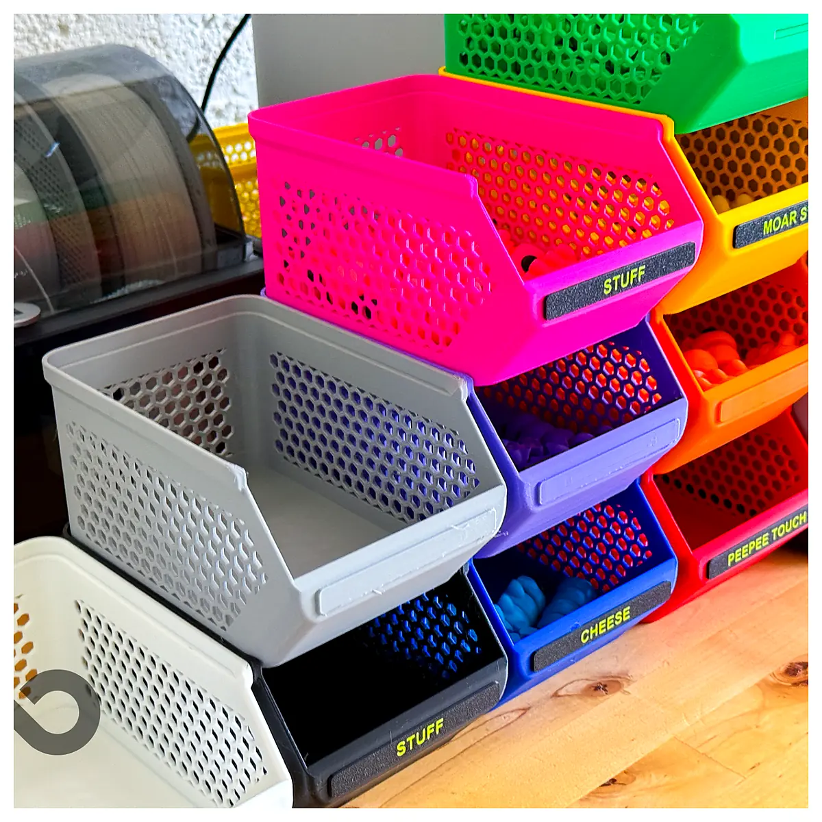 Stackable Grab Containers Hexagonal Storage Boxes Parts Repair 115x175mm Universal Organizer