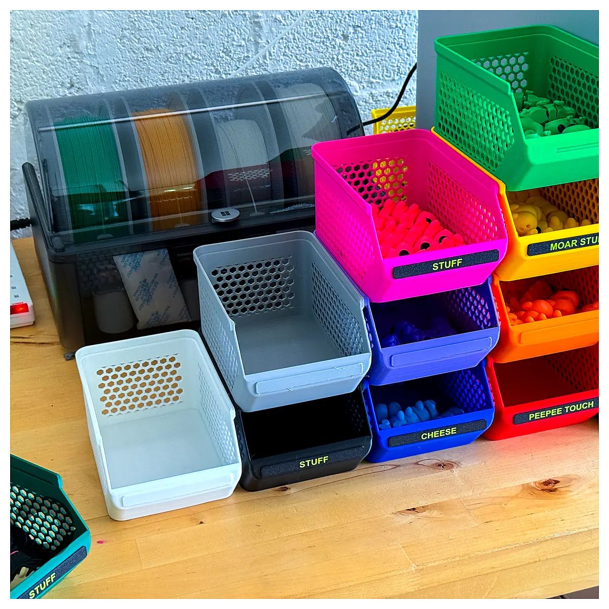 Stackable Grab Containers Hexagonal Storage Boxes Parts Repair 115x175mm Universal Organizer