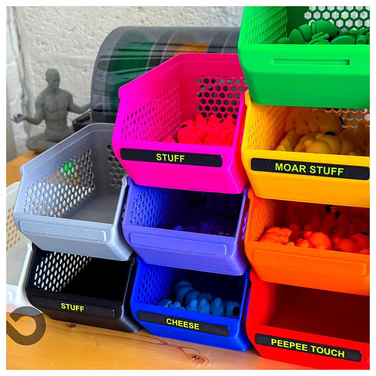 Stackable Grab Containers Hexagonal Storage Boxes Parts Repair 115x175mm Universal Organizer