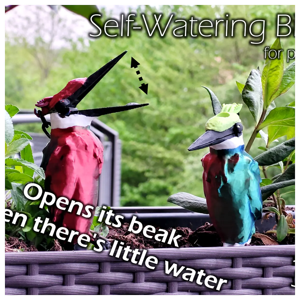Self Watering Bird Pot Plant Holder Automatic Watering System Plant Care Green Decor