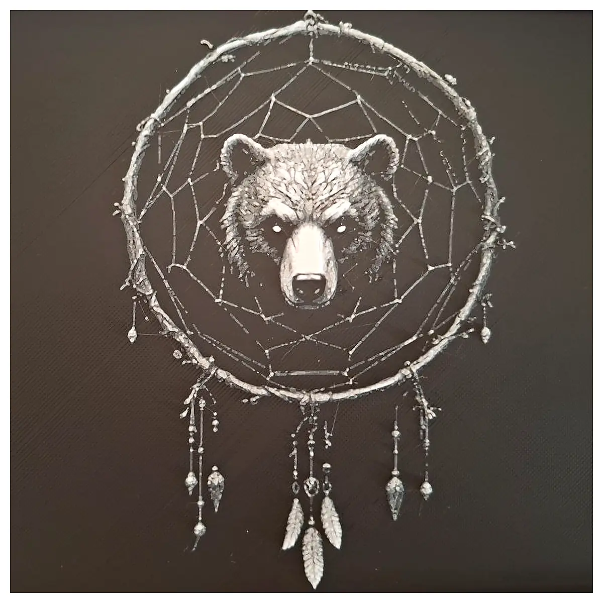 Dream Catcher Bear Spirit Hanging Ornament Protection Energy Spirit Crystal Charm Room Decor Energy Healing