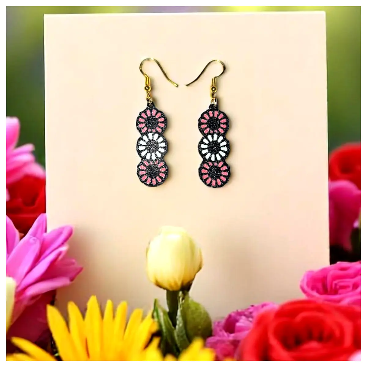 Floral Earrings Set Trio Flower Studs Jewelry Elegant Fashion Gift