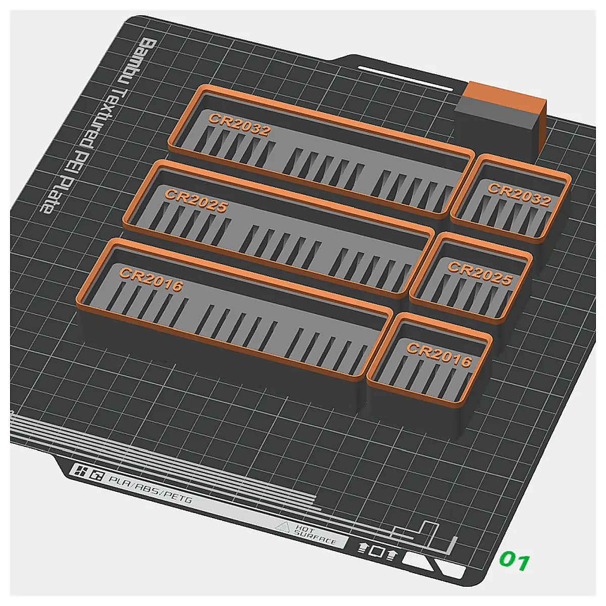 Gridfinity Coin Battery Storage CR2032 Battery Pack Energy Reserve Module Electronics Supply