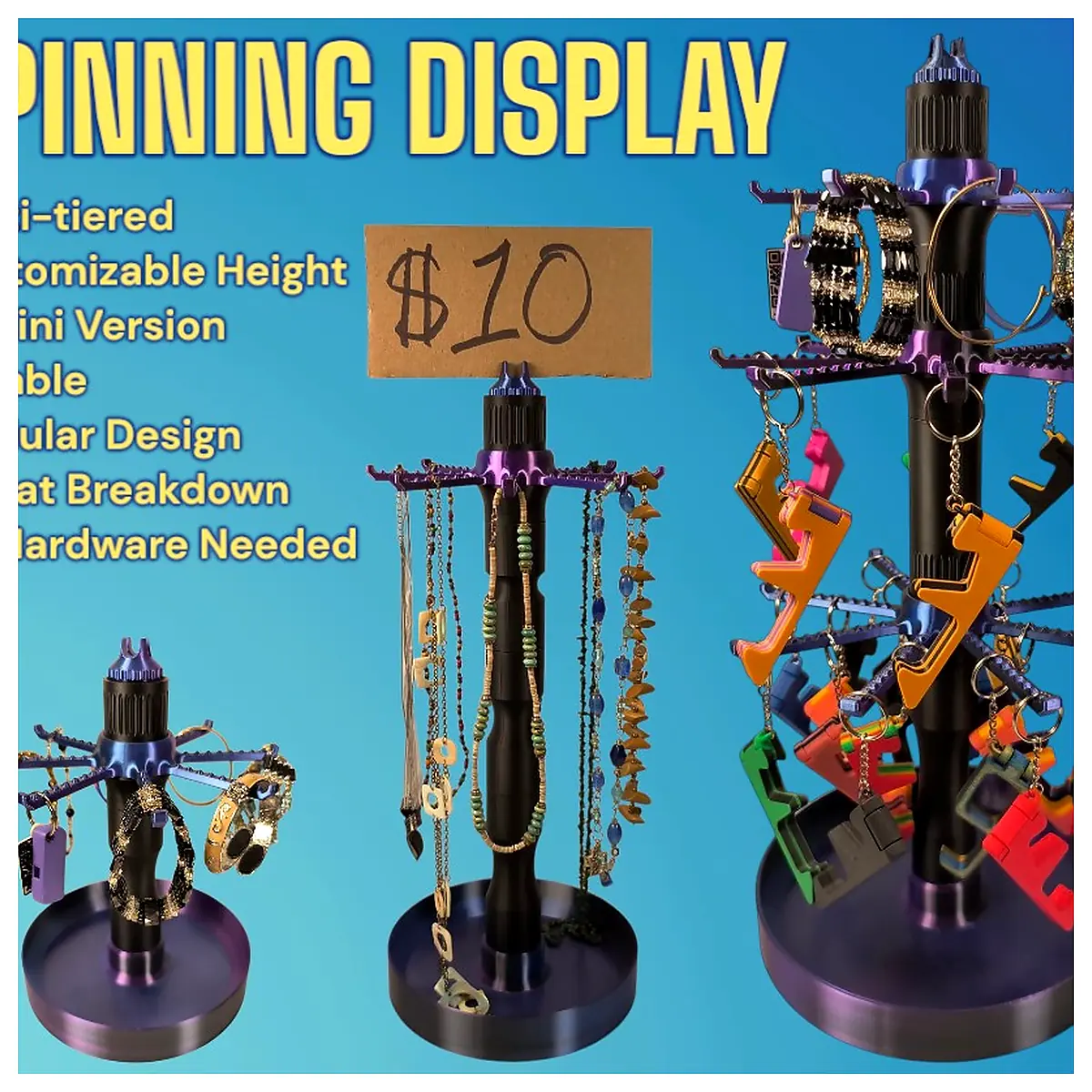 Modular Spinning Display Stand Keychains Jewelry Accessories Display Rotating Showcase Retail Display Wholesale