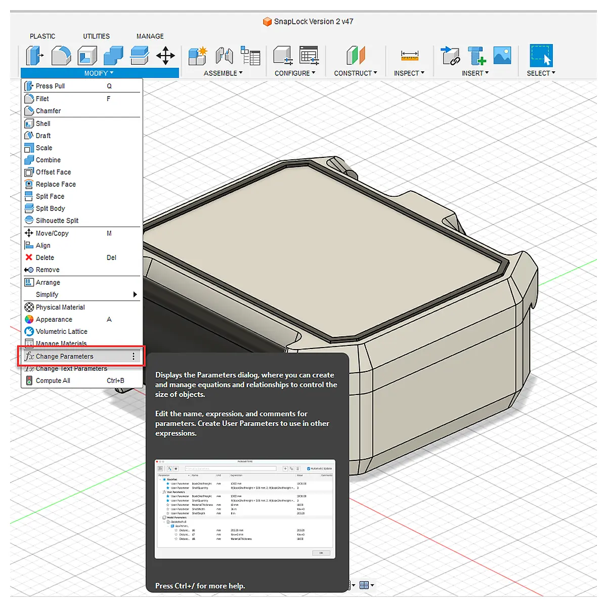 SnapLock V2 Parametric F3d File Parts Repair Replacement Spring Structure