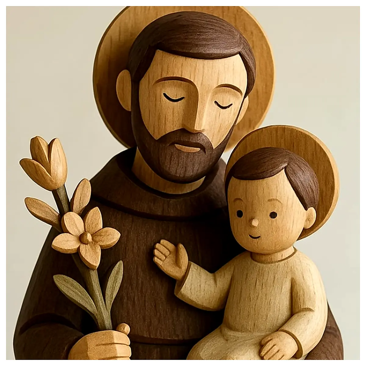 Saint Anthony Wood Carving Traditional Craft Decor Carving Art Piece Accessory Home Decoration Art Collection Wood Sculpture