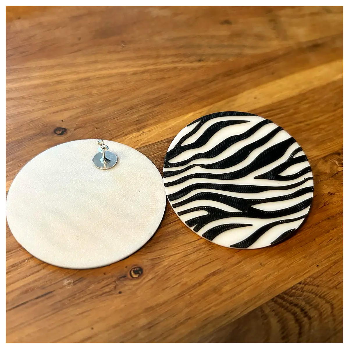 Zebra Earrings Animal Jewelry Striped Earrings Fashion Black White Studs