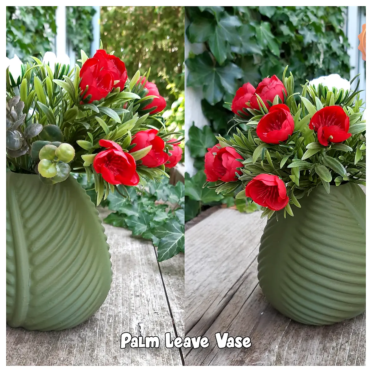 Palm Leaf Vase Home Decor Floral Arrangement Holder Creative Display Living Room Bedroom Accent Green Plant Pot Palm Decoration