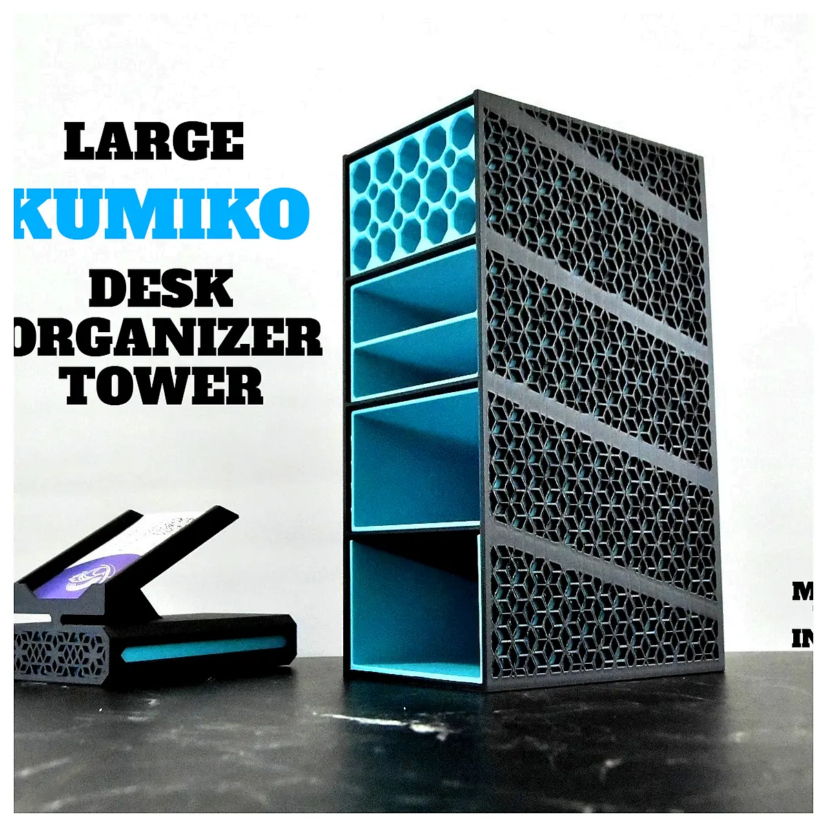 Large Kumiko Desk Organizer Tower Storage Solutions Multi Tiered Shelves Office Organizer