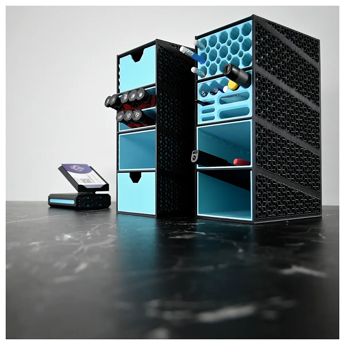 Large Kumiko Desk Organizer Tower Storage Solutions Multi Tiered Shelves Office Organizer