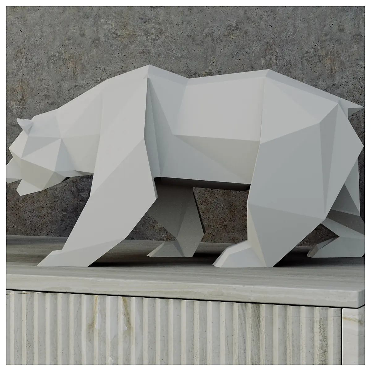 Low Poly Polar Bear Sculpture Minimalist Arctic Figurine Home Decor Animal Statue Gift Idea Pet Ornament