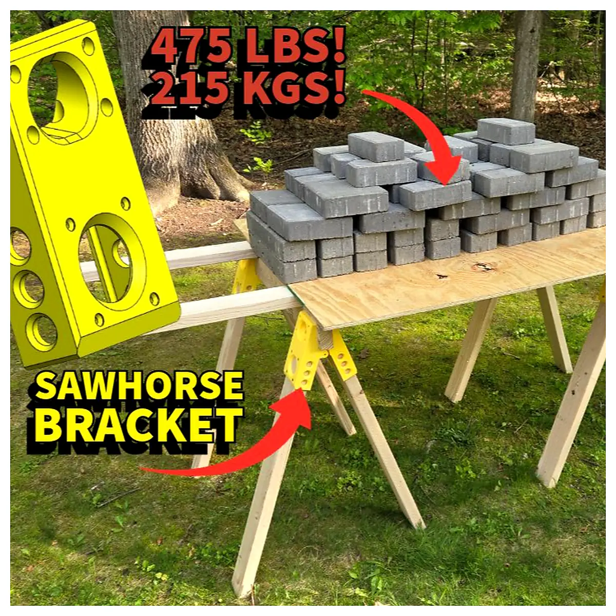 Folding Saw Horse Bracket Sturdy Support Adjustable Frame Parts Accessories