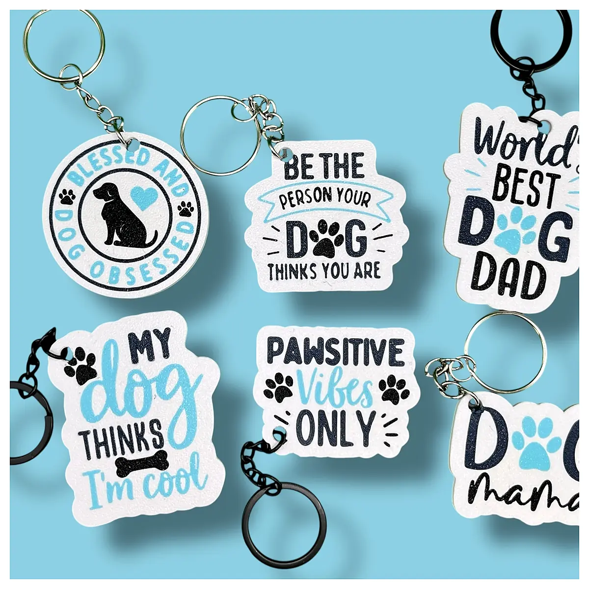 Dog Saying NFC Keychain Dog Phrases Pet Memorial Gift Training Accessories Language Keychains