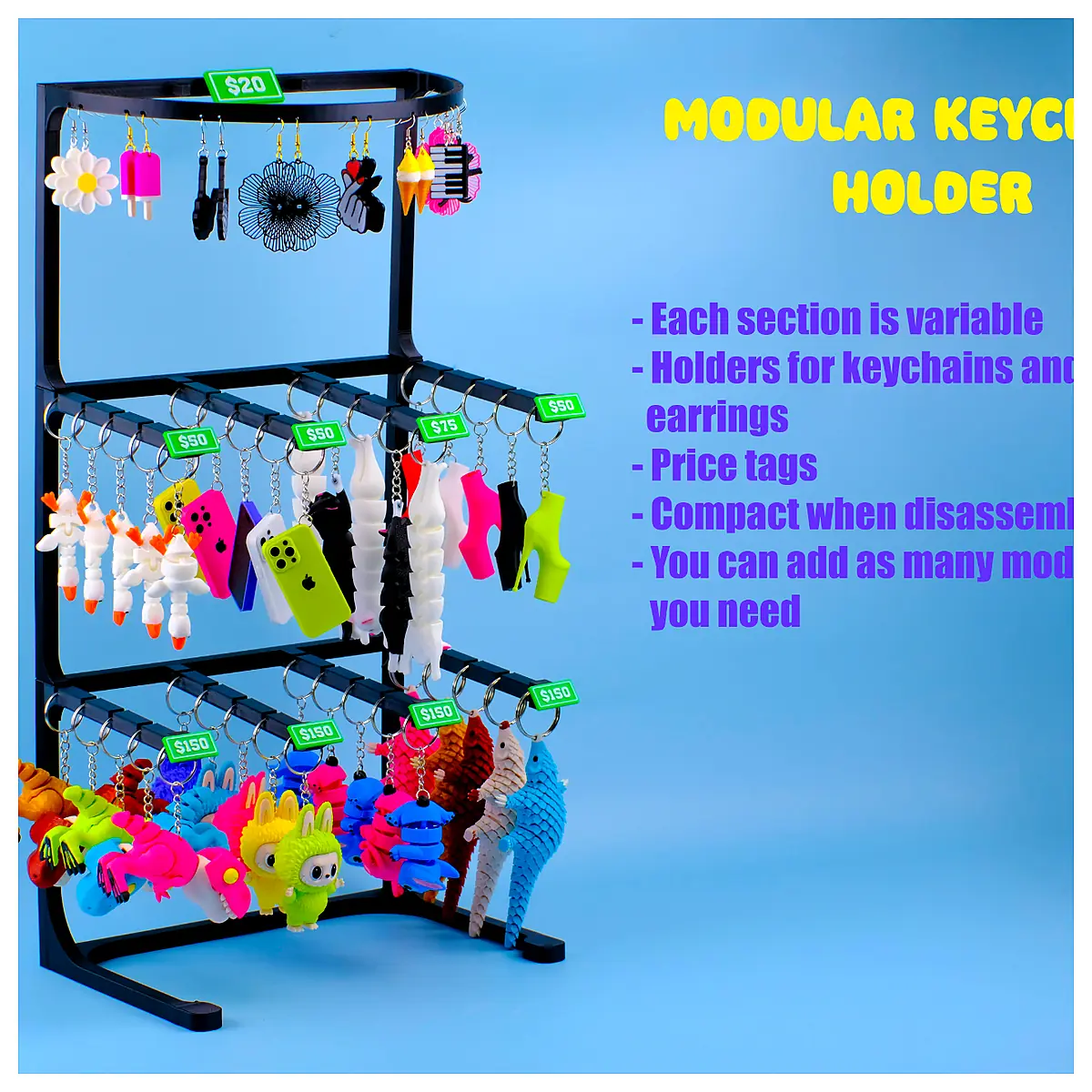 Modular Display Stand Keychain Earrings Jewelry Holder Organizer Parts Repair Universal Stand Accessories