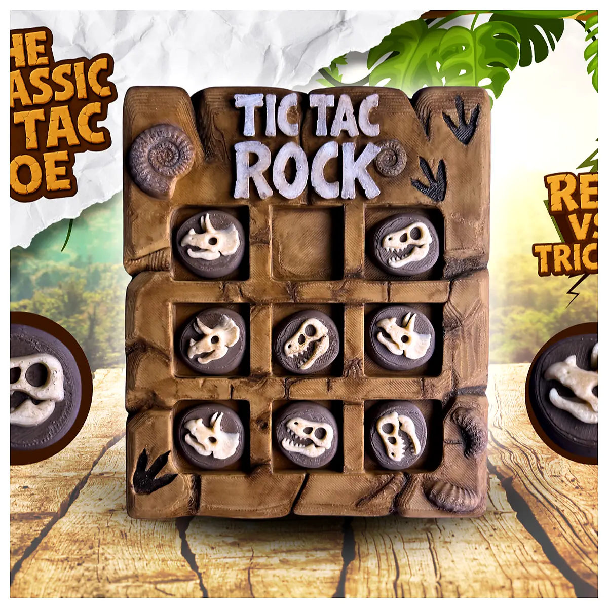 Dinosaur Toe Game Classic Puzzle Rex Triceratops Prehistoric Fun
