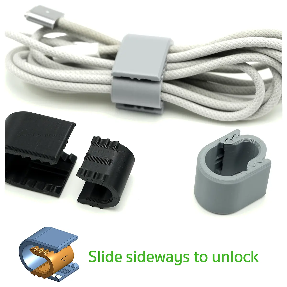 Adjustable Cable Clip Slide Unlock Organize Cables Support Holder Secure Fasteners Cable Management
