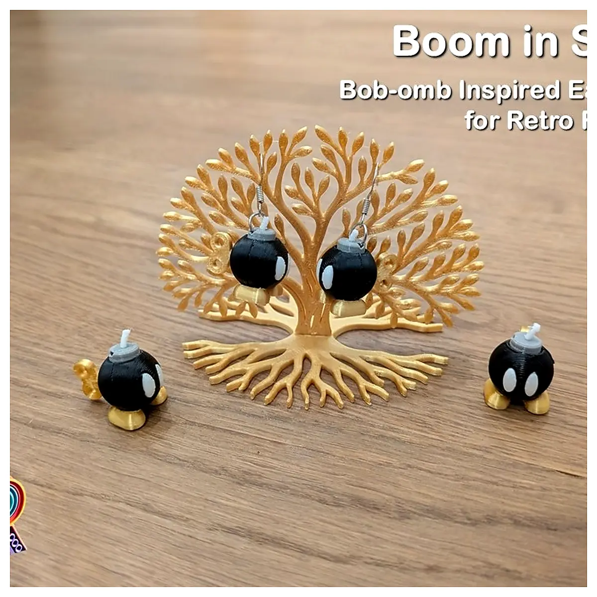 Bobomb Earrings Retro Pixel Art Game Collectible Bomb Shaped Accessories Rebel Style