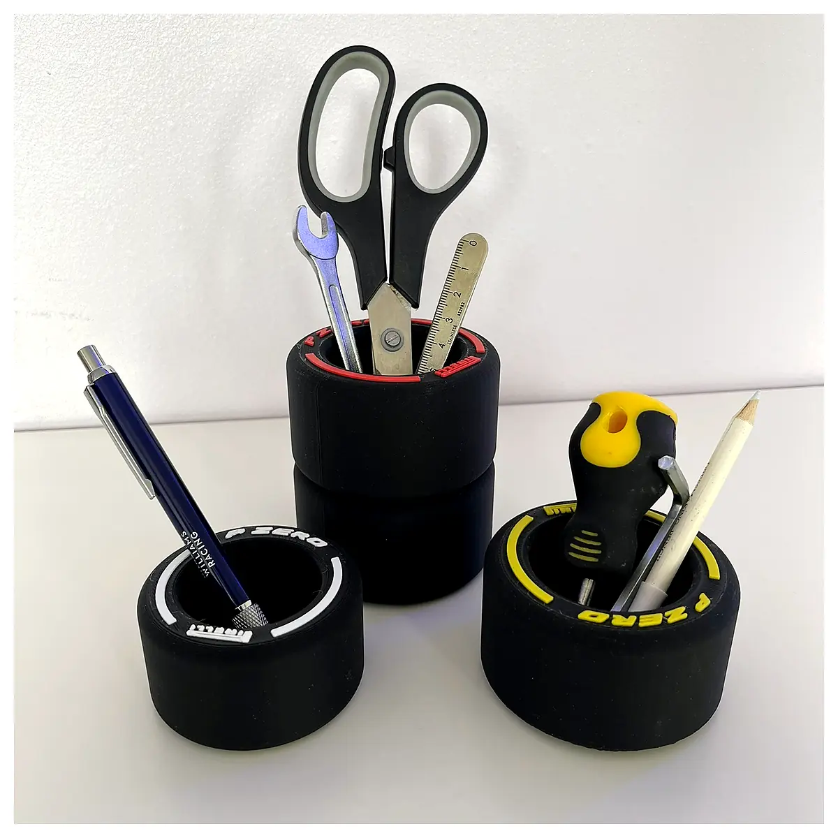 Racing Tyre Pen Holder Desk Organizer Automotive Parts Holder Racing Gear Storage Accessory