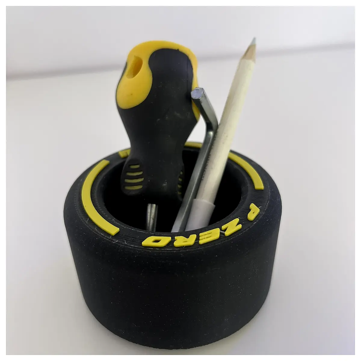 Racing Tyre Pen Holder Desk Organizer Automotive Parts Holder Racing Gear Storage Accessory