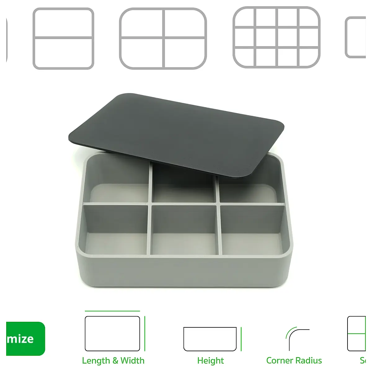 Customizable Compartment Box Parametric Box Parts Repair Storage Solutions
