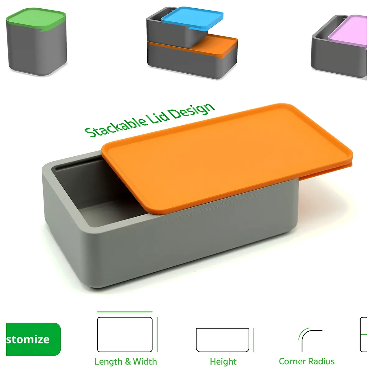 Customizable Slide Lid Box Parametric Box Customization Dimensions Storage Solutions Shipping