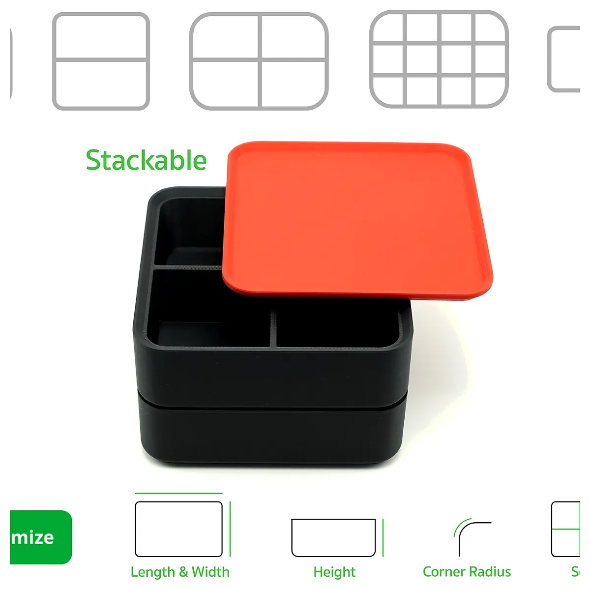 Customizable Compartment Box Stackable Storage Solutions Organizer Boxes Stackable Bins Storage Dividers Multi Compartment
