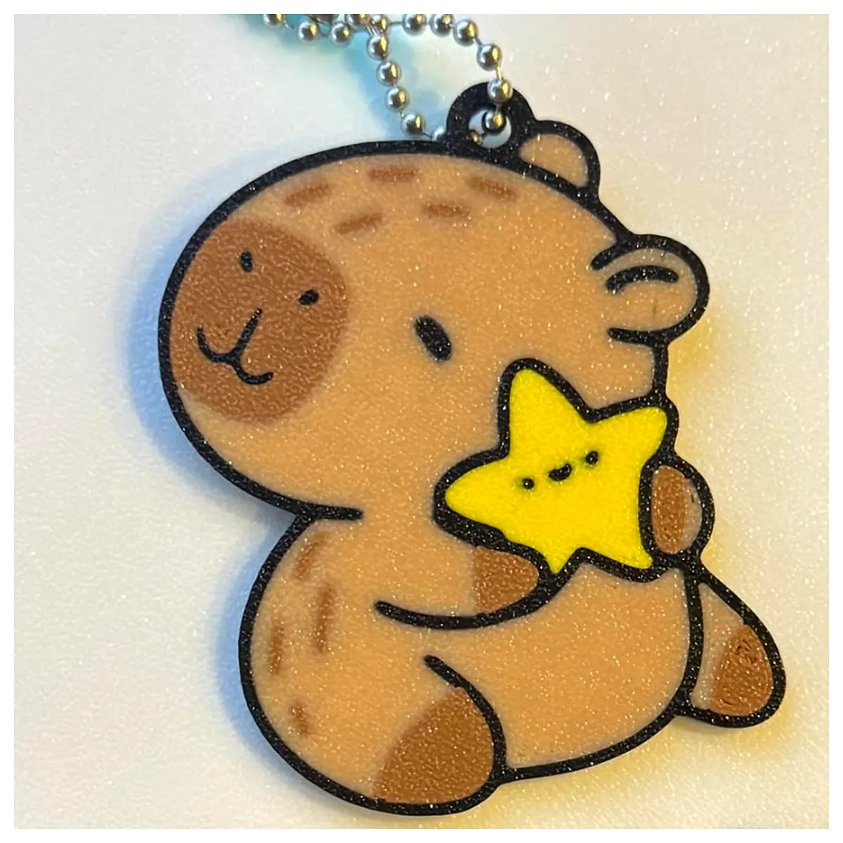 Star Capybara Keychain Cute Animal Figurine Waterbuck Keychains Animal Decor Capybara Toys Pet Memorials Patch