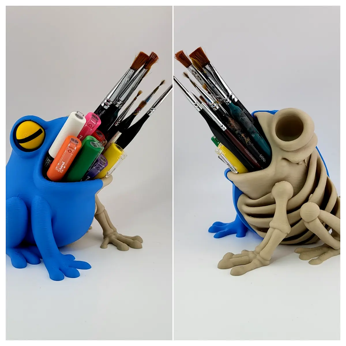 Frog Skeleton Pen Holder Desk Organizer Multi Functional Storage Supplies Office Desk Accessories Writing Tools Parts