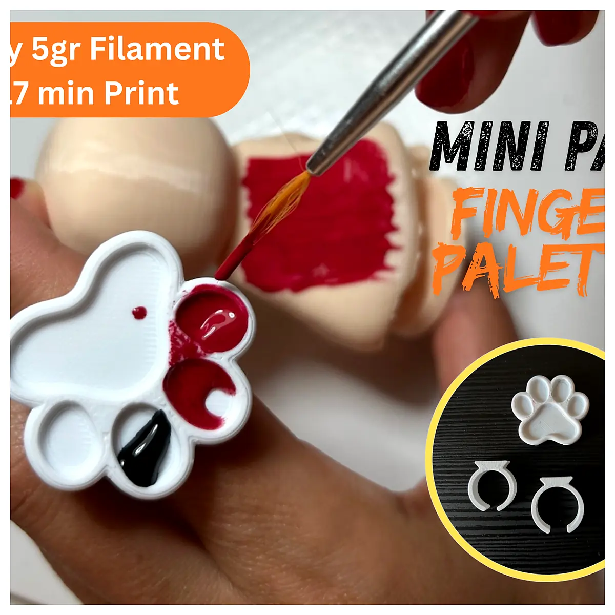 Mini Paw Finger Palette Pigment Set Selection Multiple Nail Art Quick Dry Fill Paw Decor