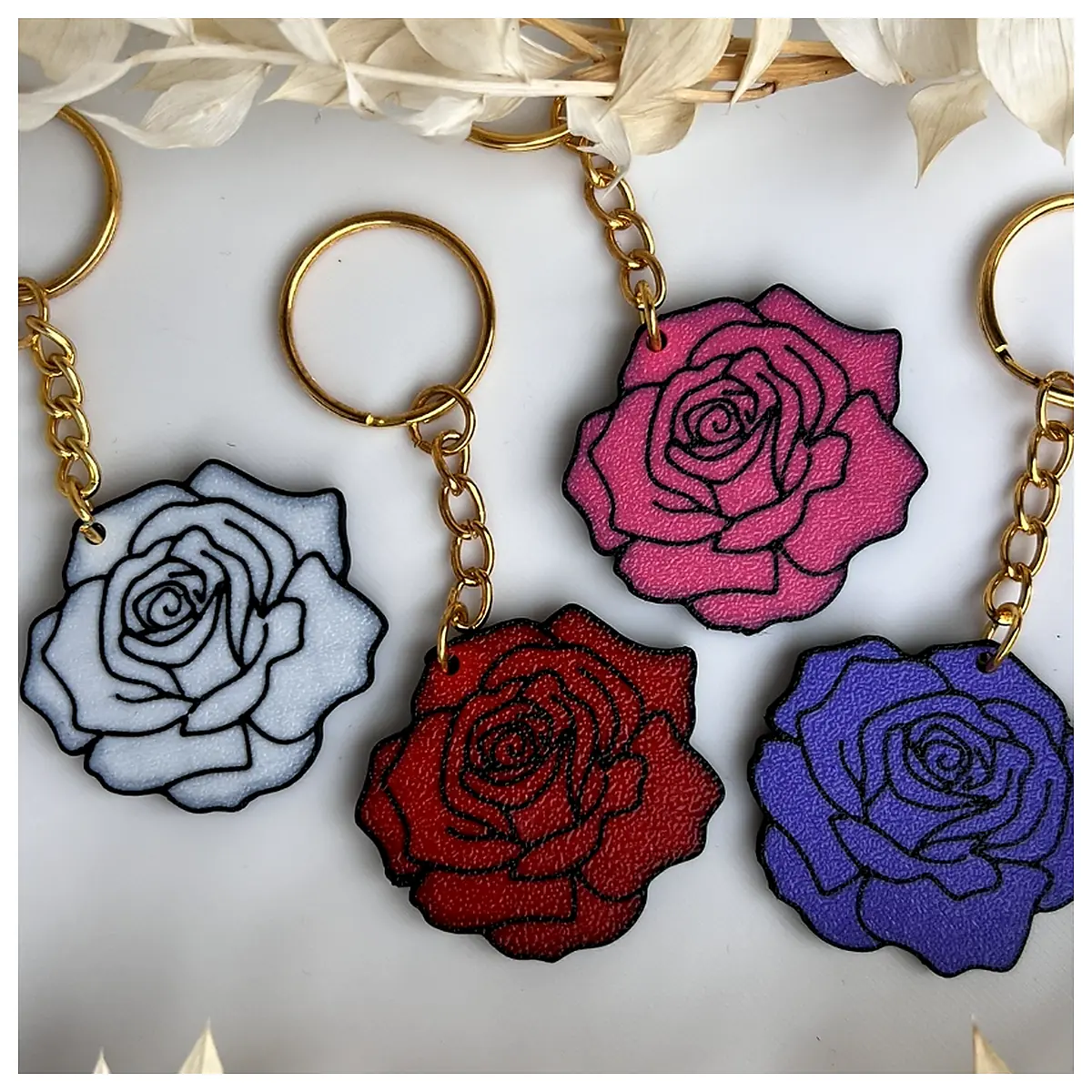 Rose Keychain Floral Gift Decoration Flower Keepsake Rose Flower Gift Bouquets Accessories