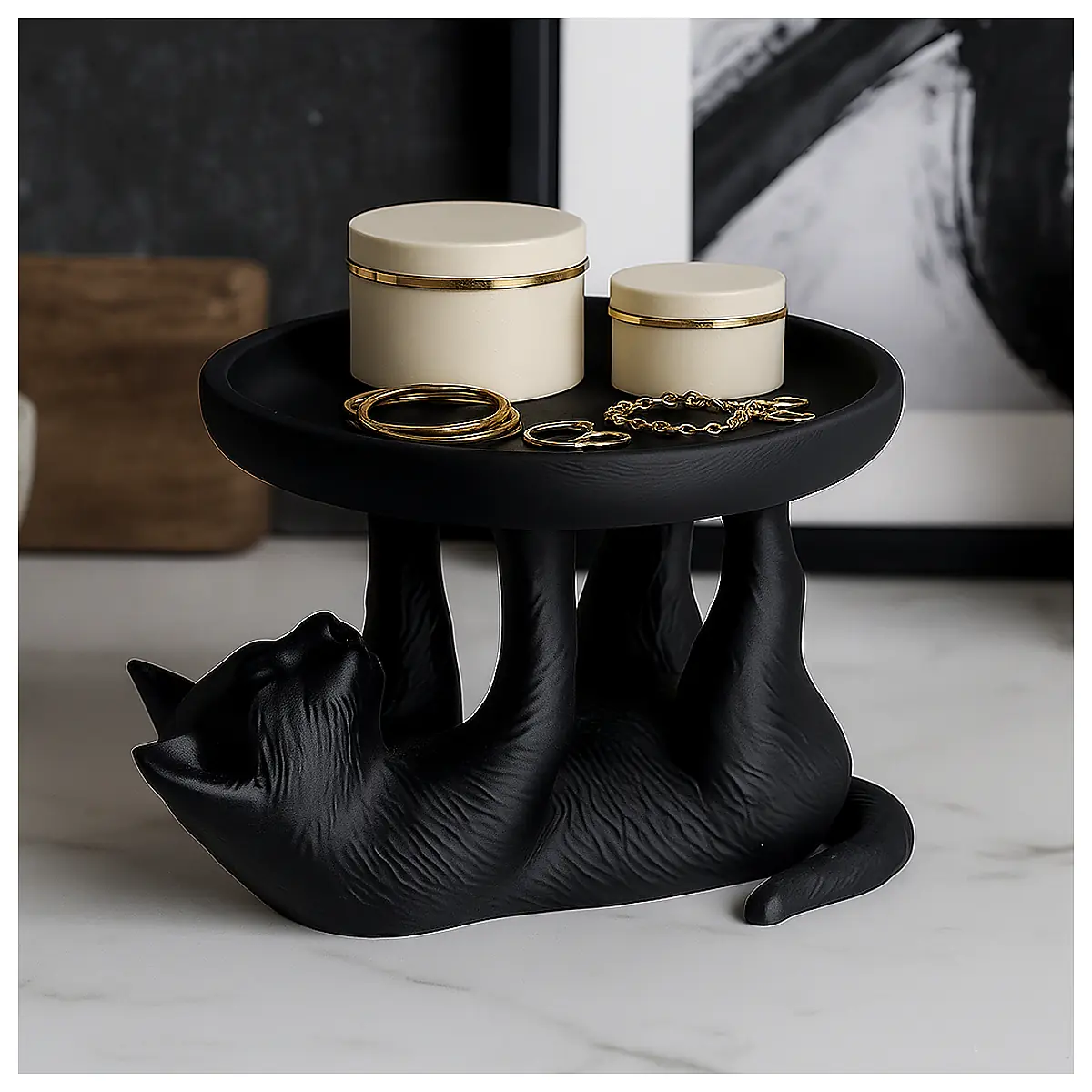 Cat Jewelry Tray Animal Home Organizer Playful Pet Decor Animal Figurine Storage Dish Decorative Tray